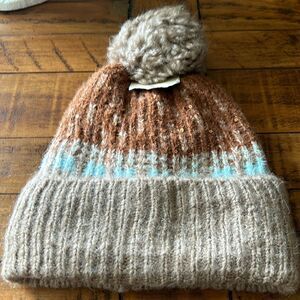 New Universal Thread  sequin tan‎ blue knit hat one size